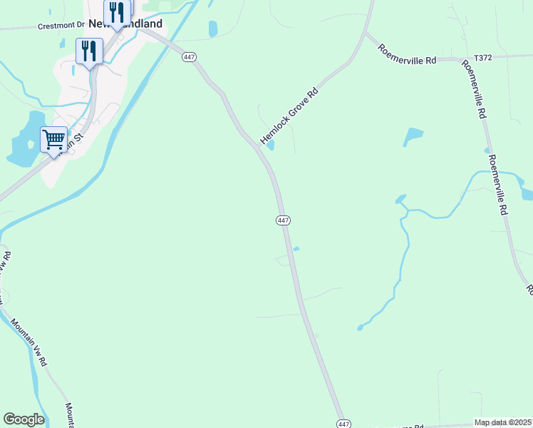map of restaurants, bars, coffee shops, grocery stores, and more near 251 Pennsylvania 447 in Newfoundland