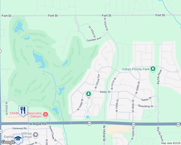 map of restaurants, bars, coffee shops, grocery stores, and more near 5280 North 195th Street in Omaha