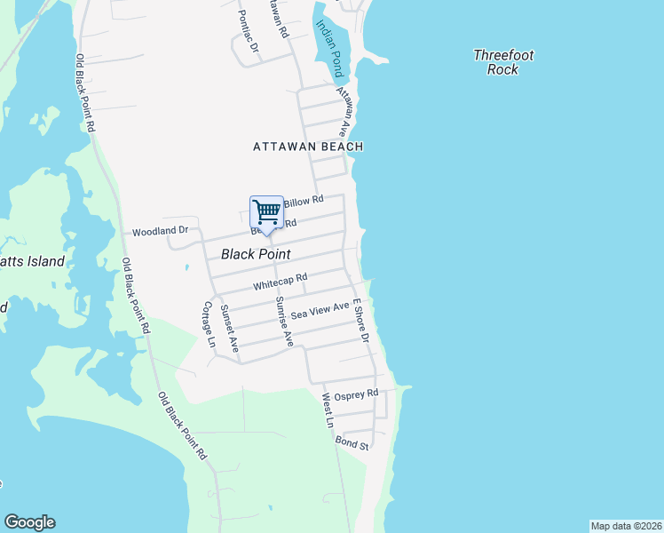 map of restaurants, bars, coffee shops, grocery stores, and more near 5 Indianola Road in East Lyme