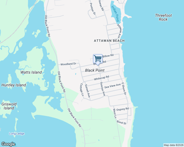 map of restaurants, bars, coffee shops, grocery stores, and more near 53 Nehantic Drive in East Lyme
