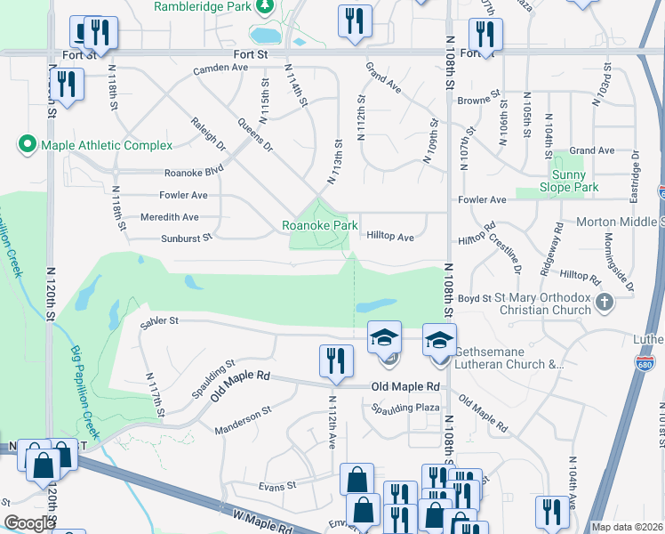 map of restaurants, bars, coffee shops, grocery stores, and more near 11212 Taylor Street in Omaha