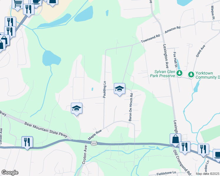 map of restaurants, bars, coffee shops, grocery stores, and more near 73 Paulding Lane in Crompond