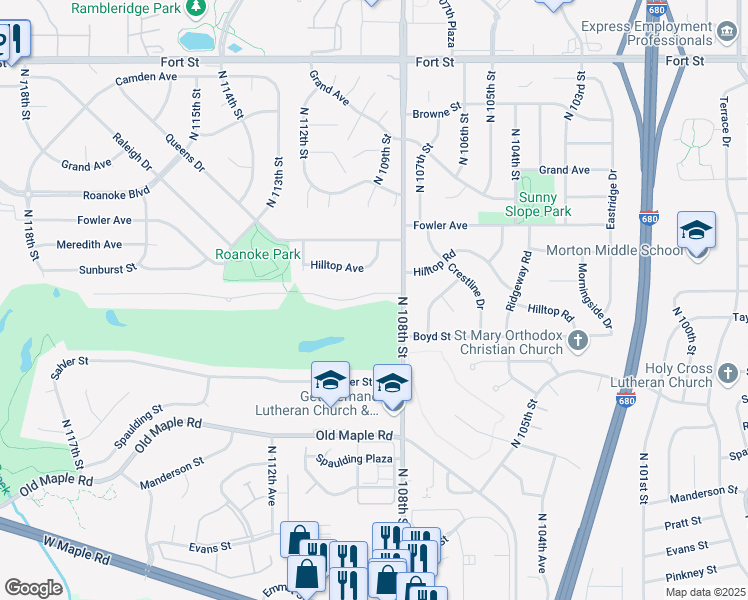 map of restaurants, bars, coffee shops, grocery stores, and more near 10824 Taylor Street in Omaha
