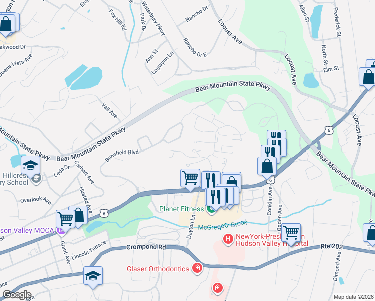 map of restaurants, bars, coffee shops, grocery stores, and more near 3 Beecher Lane in Peekskill