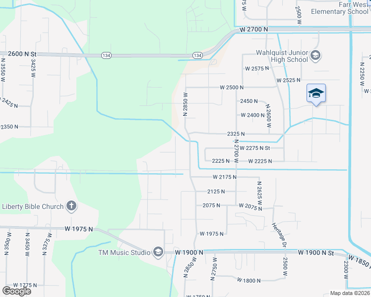 map of restaurants, bars, coffee shops, grocery stores, and more near 2287 North 2850 West in Plain City