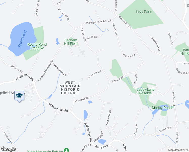map of restaurants, bars, coffee shops, grocery stores, and more near 123 11 Levels Road in Ridgefield