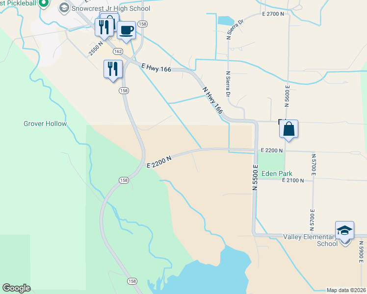 map of restaurants, bars, coffee shops, grocery stores, and more near 5350 North Highway 162 in Eden