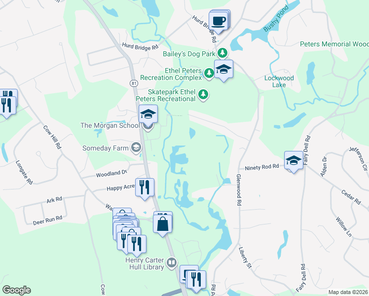 map of restaurants, bars, coffee shops, grocery stores, and more near 1-99 Oak Ridge Dr in Clinton