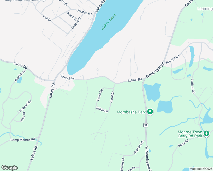 map of restaurants, bars, coffee shops, grocery stores, and more near 55 School Road in Monroe