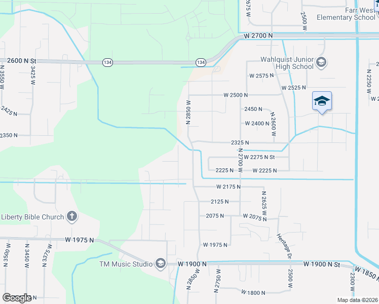 map of restaurants, bars, coffee shops, grocery stores, and more near 2307 North 2850 West in Plain City