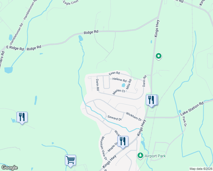 map of restaurants, bars, coffee shops, grocery stores, and more near 118 Evan Road in Warwick