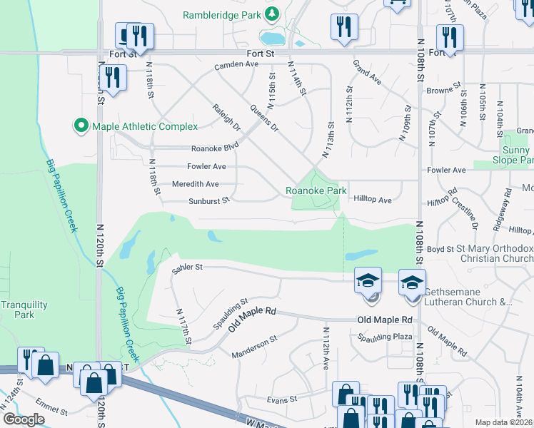 map of restaurants, bars, coffee shops, grocery stores, and more near 11336 Taylor Street in Omaha