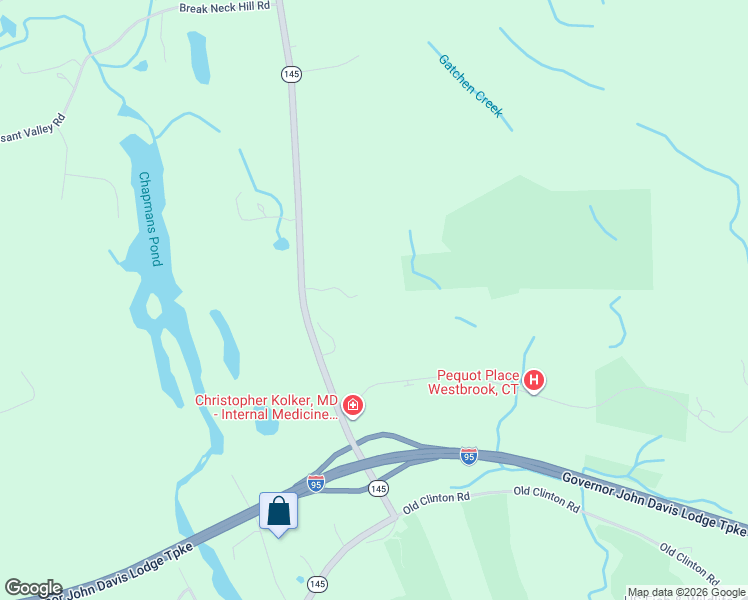 map of restaurants, bars, coffee shops, grocery stores, and more near 270 Horse Hill Road in Westbrook
