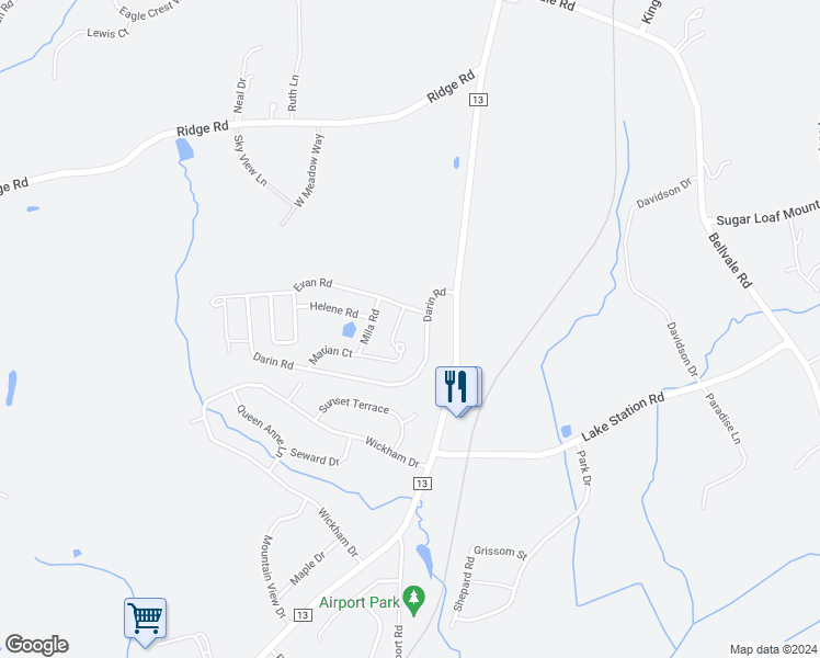 map of restaurants, bars, coffee shops, grocery stores, and more near 90 Marian Court in Warwick