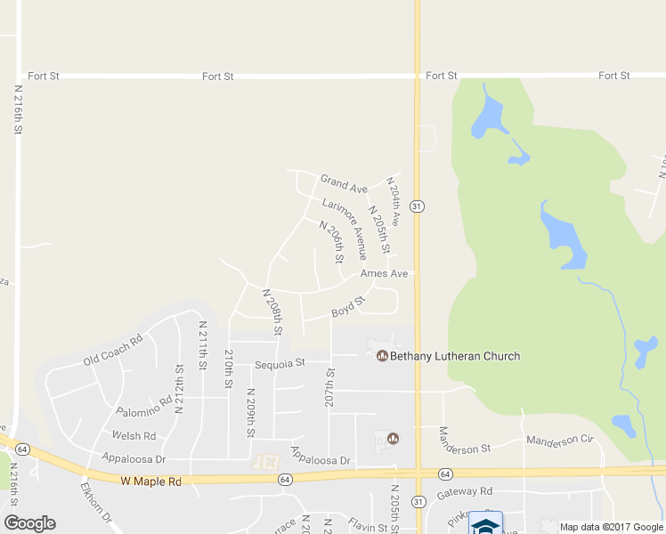 map of restaurants, bars, coffee shops, grocery stores, and more near 4508 North 206th Street in Omaha