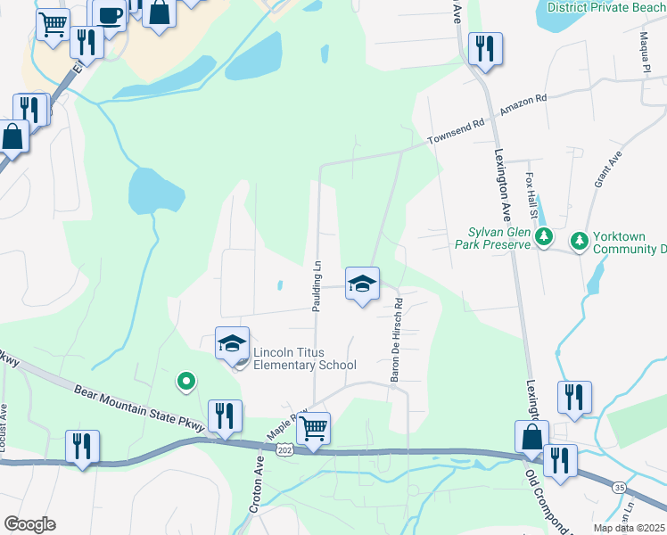 map of restaurants, bars, coffee shops, grocery stores, and more near 73 Paulding Lane in Crompond