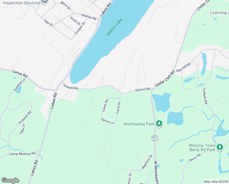 map of restaurants, bars, coffee shops, grocery stores, and more near 55 School Road in Monroe