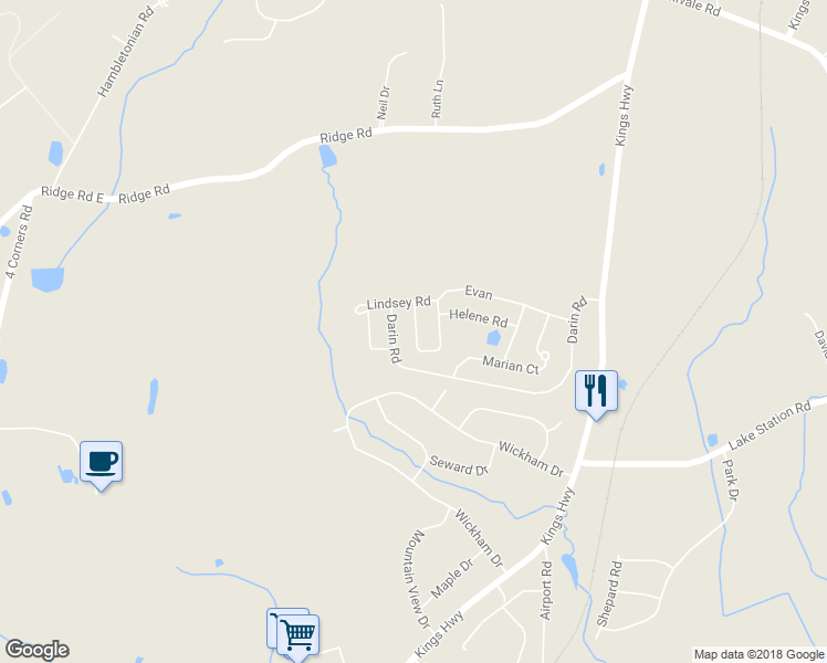 map of restaurants, bars, coffee shops, grocery stores, and more near 129 Evan Road in Warwick