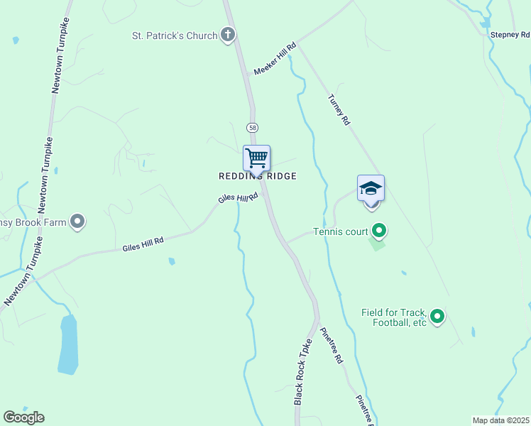 map of restaurants, bars, coffee shops, grocery stores, and more near 107 Black Rock Turnpike in Redding