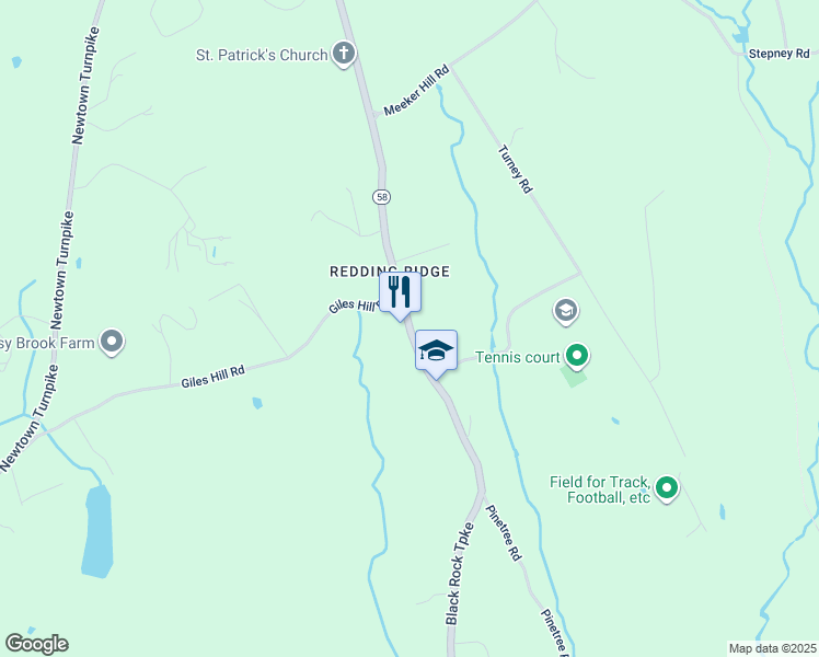 map of restaurants, bars, coffee shops, grocery stores, and more near 107 Black Rock Turnpike in Redding