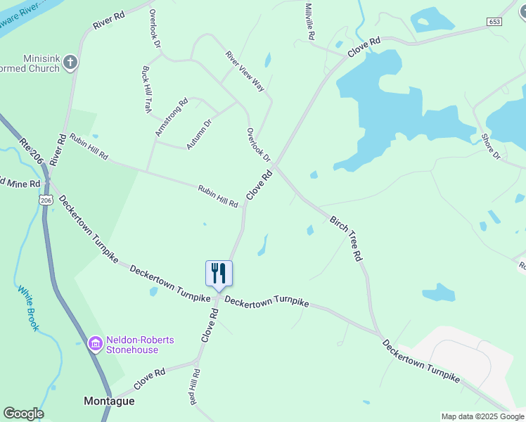 map of restaurants, bars, coffee shops, grocery stores, and more near 358 Clove Road in Montague