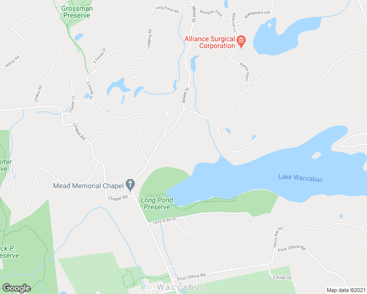 map of restaurants, bars, coffee shops, grocery stores, and more near 181 Mead Street in Waccabuc