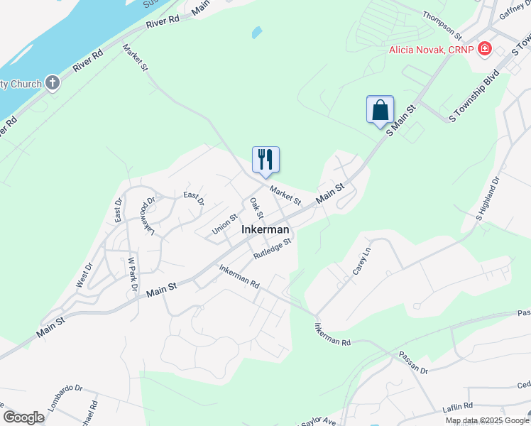 map of restaurants, bars, coffee shops, grocery stores, and more near in Inkerman