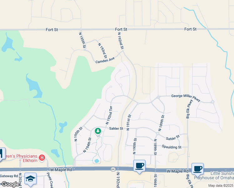 map of restaurants, bars, coffee shops, grocery stores, and more near 4509 North 192nd Circle in Omaha