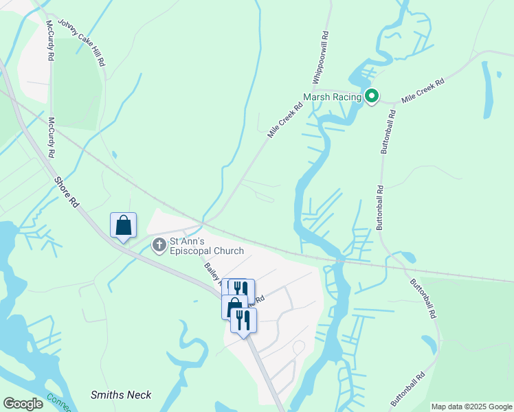 map of restaurants, bars, coffee shops, grocery stores, and more near 35 Mile Creek Road in Old Lyme