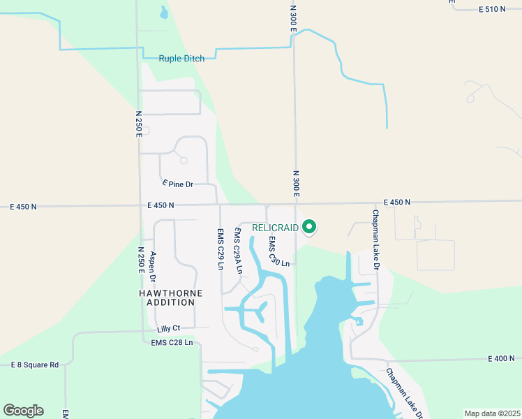 map of restaurants, bars, coffee shops, grocery stores, and more near 21 Ems C30 Lane in Warsaw
