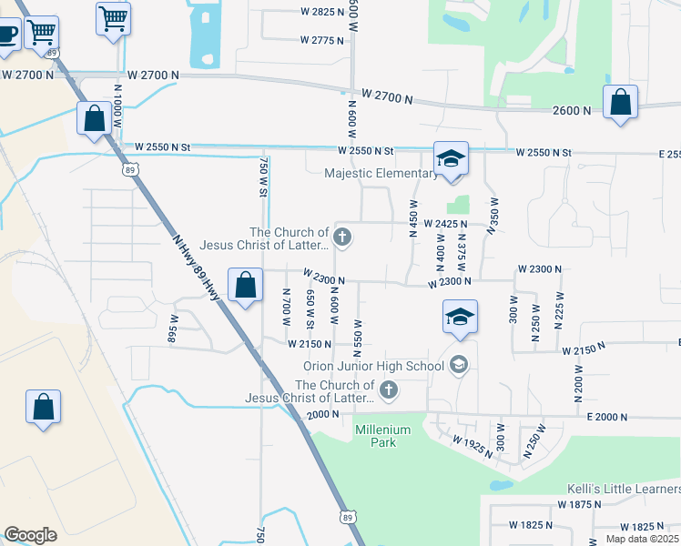 map of restaurants, bars, coffee shops, grocery stores, and more near 2312 600 West Street in Ogden