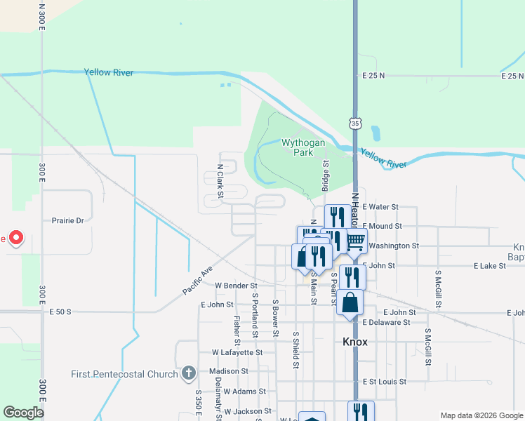 map of restaurants, bars, coffee shops, grocery stores, and more near 201-299 Lambert Street in Knox