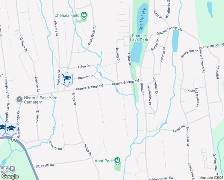 map of restaurants, bars, coffee shops, grocery stores, and more near 419 Granite Springs Road in Yorktown Heights