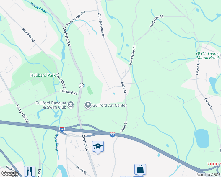 map of restaurants, bars, coffee shops, grocery stores, and more near 58 Nut Plains Road West in Guilford