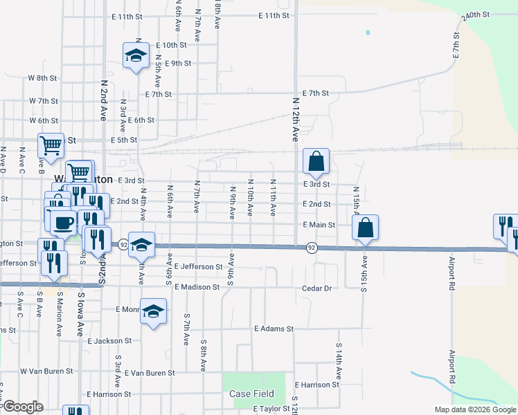 map of restaurants, bars, coffee shops, grocery stores, and more near 101-199 North 10th Avenue in Washington
