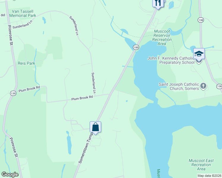 map of restaurants, bars, coffee shops, grocery stores, and more near 220 New York 100 in Katonah