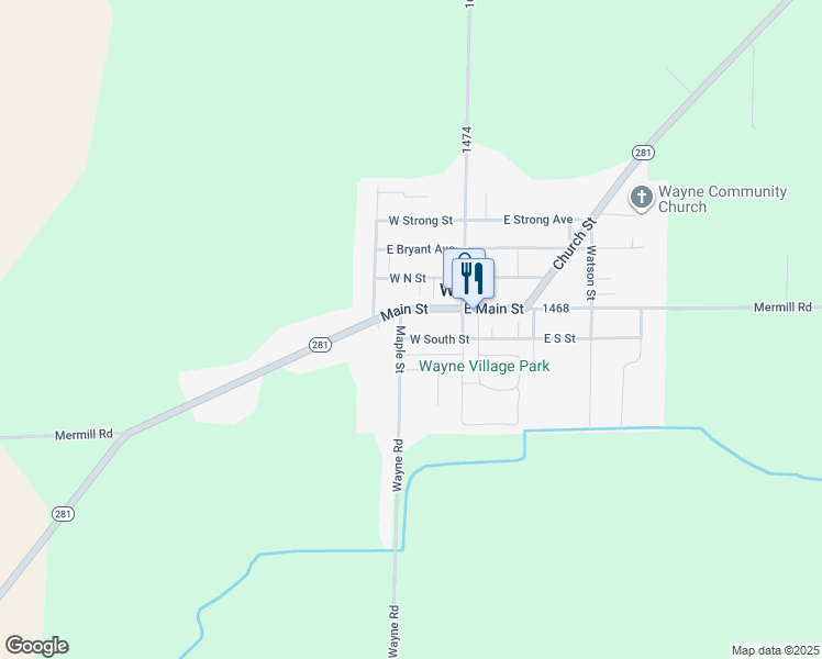 map of restaurants, bars, coffee shops, grocery stores, and more near 122 Main Street in Wayne