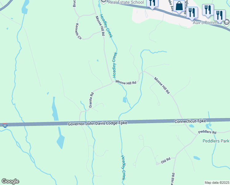 map of restaurants, bars, coffee shops, grocery stores, and more near 1732 Moose Hill Road in Guilford