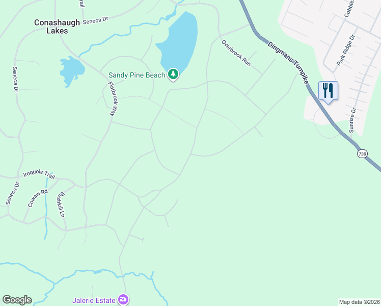 map of restaurants, bars, coffee shops, grocery stores, and more near Conashaugh Trail in Milford