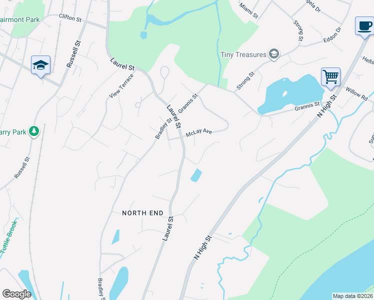 map of restaurants, bars, coffee shops, grocery stores, and more near 547 Laurel Street in East Haven