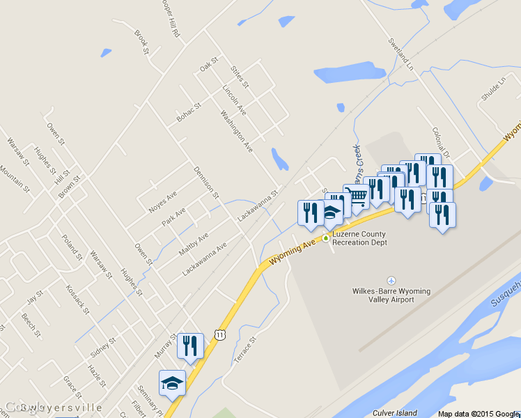 map of restaurants, bars, coffee shops, grocery stores, and more near 213 Lackawanna Ave in Swoyersville