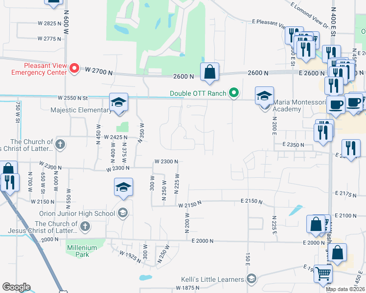 map of restaurants, bars, coffee shops, grocery stores, and more near 190 West Newbury Lane in Harrisville