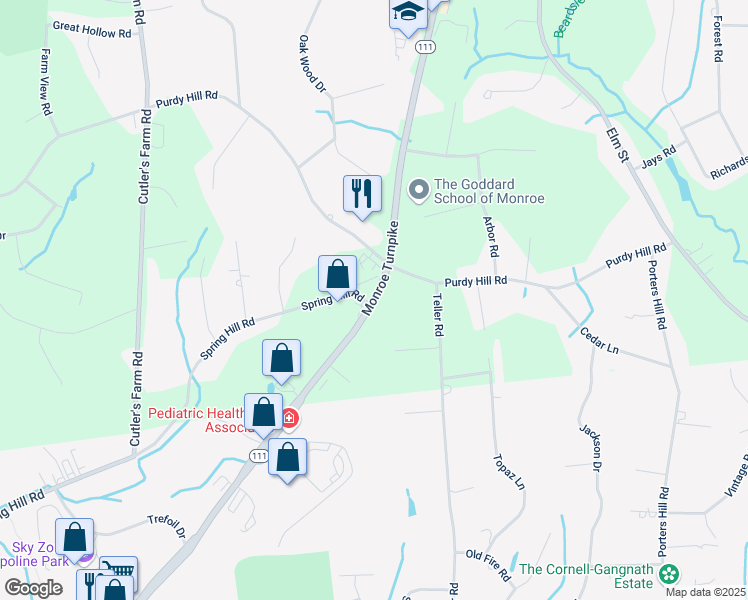map of restaurants, bars, coffee shops, grocery stores, and more near 252 Monroe Turnpike in Monroe