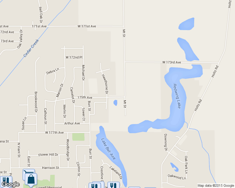 map of restaurants, bars, coffee shops, grocery stores, and more near Cline Avenue in Gary