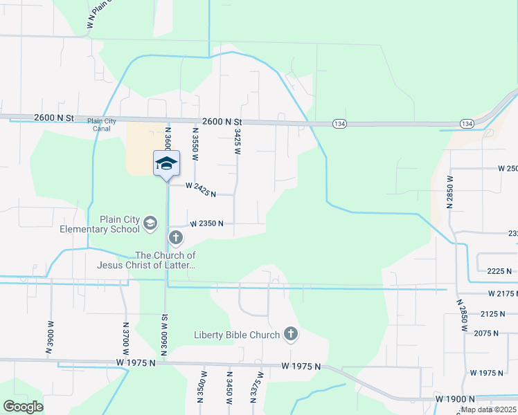 map of restaurants, bars, coffee shops, grocery stores, and more near 2404 North 3400 West in Ogden
