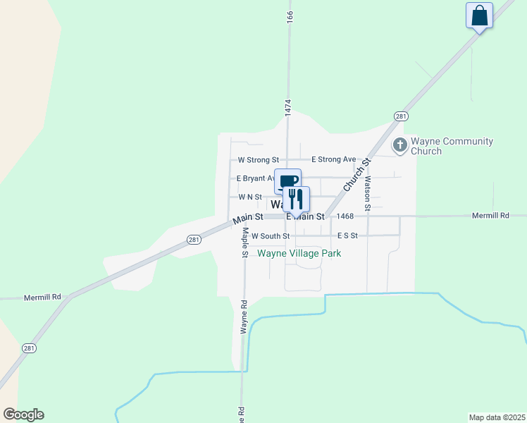 map of restaurants, bars, coffee shops, grocery stores, and more near 122 Main Street in Wayne