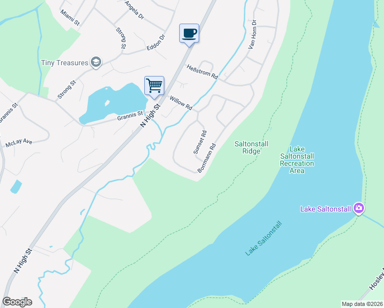 map of restaurants, bars, coffee shops, grocery stores, and more near 18 Sunset Road in East Haven