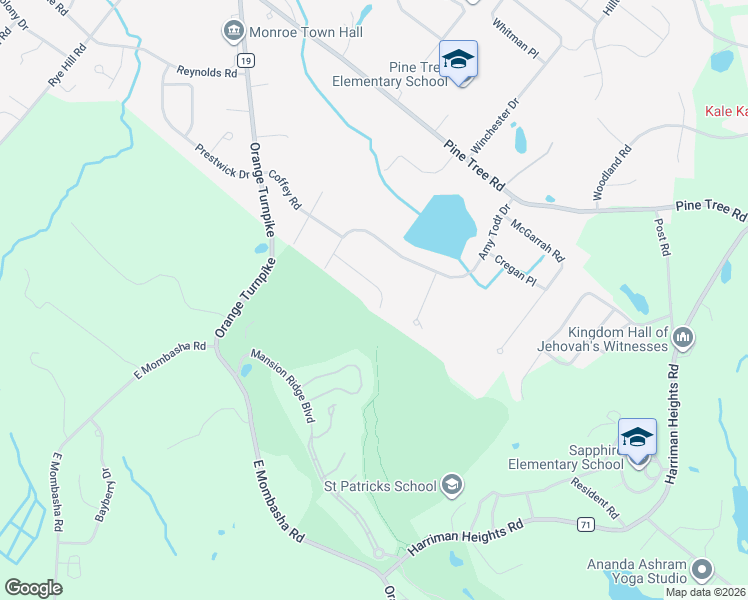 map of restaurants, bars, coffee shops, grocery stores, and more near 13 Peterson Road in Monroe