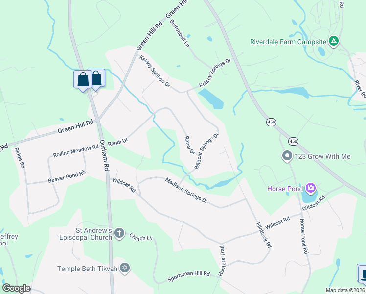 map of restaurants, bars, coffee shops, grocery stores, and more near 17 Randi Drive in Madison