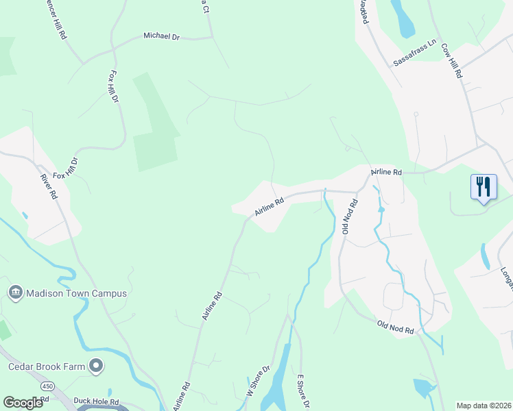 map of restaurants, bars, coffee shops, grocery stores, and more near 98 Airline Road in Clinton